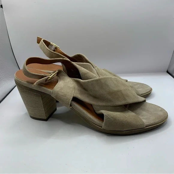 Mariella Woman’s Beige Suede Leather Sling Back Sandals Size 9 - Picture 9 of 10